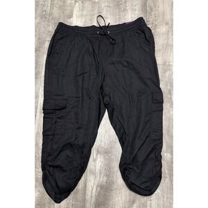 Lane Bryant Black Lyocell Cargo Jogger Pants Plus Size 22/24 Ruched Hem NEW